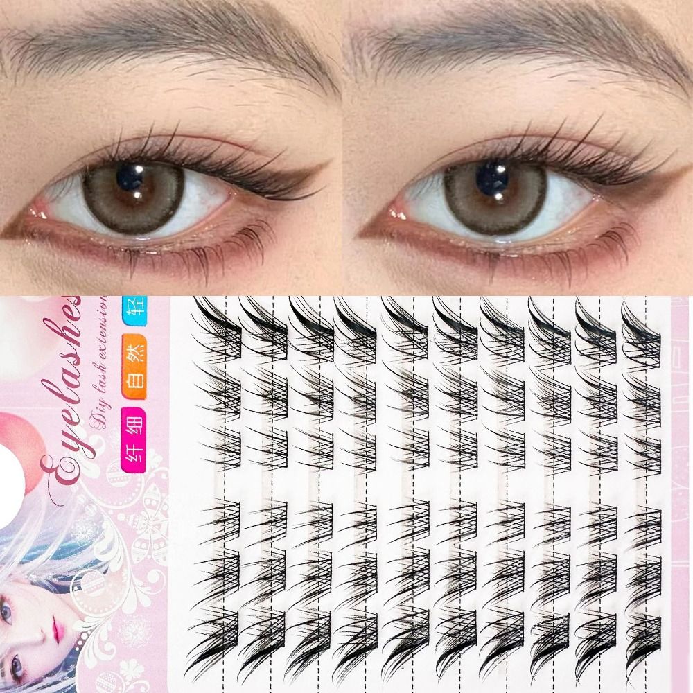 Eyelash Extension Fox Eye - 3D Cat Eye Clusters Lashes Natural