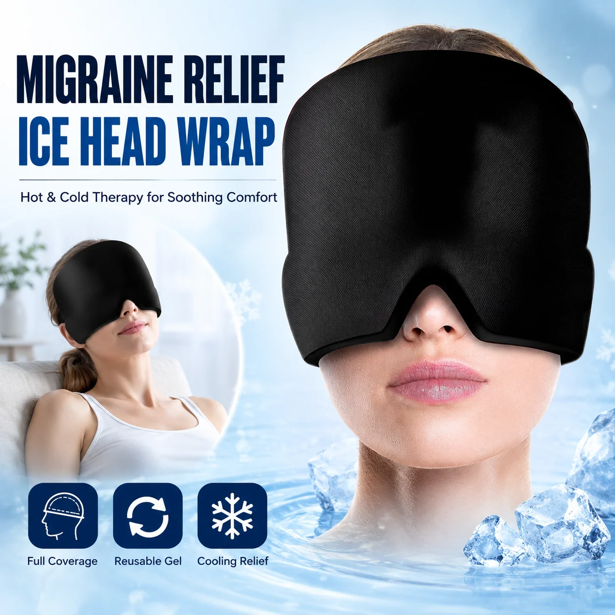 Migraine Relief Ice Head Wrap  - Under Eye Gel recension och pris